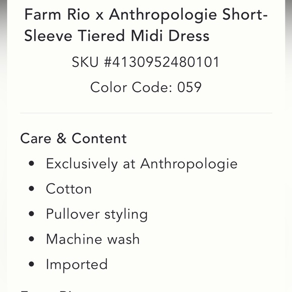 Rare!!! Anthropologie NWT Farm Rio Short-Sleeve Tiered A-Line Midi Dress size S. - Picture 8 of 13